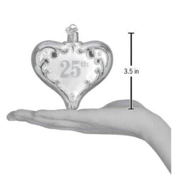 Old World Christmas 25th Anniversary Heart Glass Ornament - Picture 1 of 2